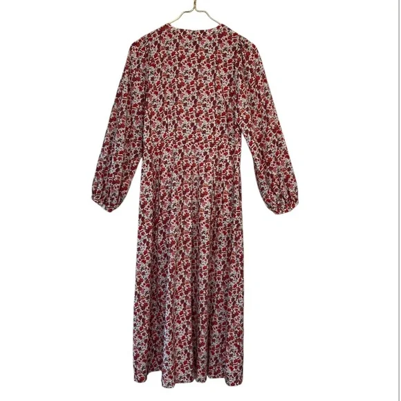 Universal Thread Floral Maxi Dress Button Front Long Sleeve Pockets - Picture 7 of 12